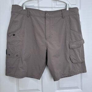 AFTCO Stealth Cargo Fishing Shorts Mens 42 Light Khaki Gray Pockets Logo Active